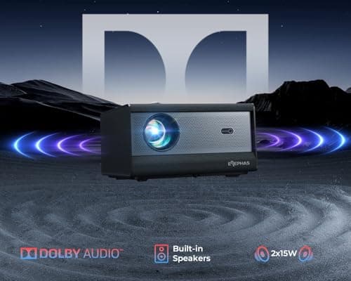 [1200 ANSI/Netflix-Licensed/30W Dolby Audio] ELEPHAS Smart 4K Projector with WiFi and Bluetooth, Dust-Proof Sealed UHD Video Projector, Auto Focus/Keystone, Portable Home Theater for Indoor/Outdoor 5