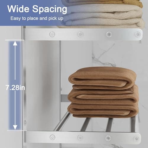 Hotel Towel Racks for Bathroom Wall Mounted, BETHOM 24 Inch Towel Shelf for Bathroom, 3-Tier Bathroom Towel Rack with Tower Bars, Brushed Nickel 7