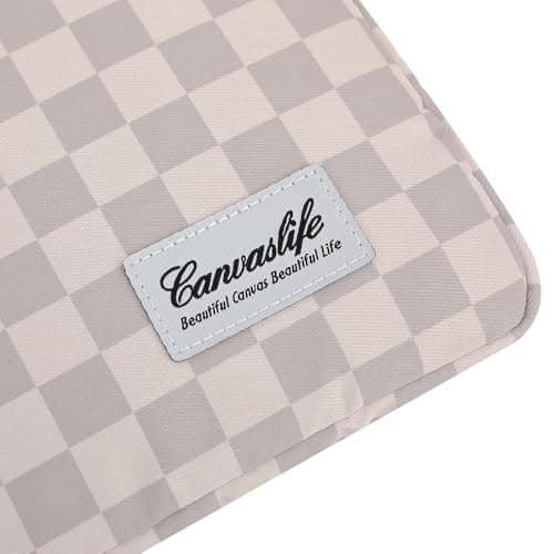 Canvaslife Neutral Checker Pattern Laptop Sleeve Case Cover with Pocket for MacBook Pro 14 inch and 14 inch-14.4 inch HP, Lenovo, Dell, ASUS, Acer Notebook Computer 6