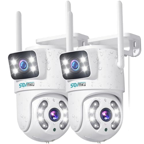 SOVMIKU 2WS318【Dual Lens Linkage】【Plug-in Cable】 6MP Pan/Tilt Security Camera Outdoor, WiFi Camera, Auto Tracking, Human Detection, Light Alarm Floodlight, Color Night Vision, 2.4G WiFi, 24/7 Record