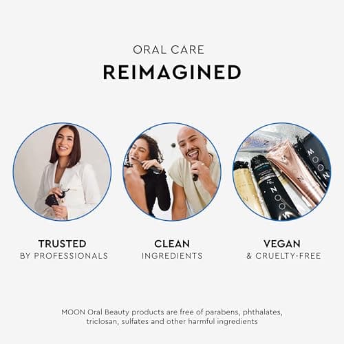 Moon Cordless Water Flosser for Teeth Cleaning, Plaque Removal & Gum Health - Water Pick with Gentle or Deep Clean Mode, 4 Interchangeable Tips & 8 Week Charge - Safe for Braces (1 Count) 6