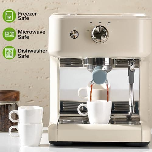 Hlukana Porcelain Espresso Cups Set of 4, 3.5 oz Small Coffee Mugs, White Demitasse Cups Perfect for Espresso Machine and Coffee Maker, Microwave Dishwasher Safe Espresso Cups 5