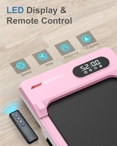 Gywowken Walking Pad with 5% Incline, Under Desk Portable Treadmill for Home Office 4 in 1, Ultra Quiet<45dB, Remote Control, 300+ LB Capacity, Pink 6