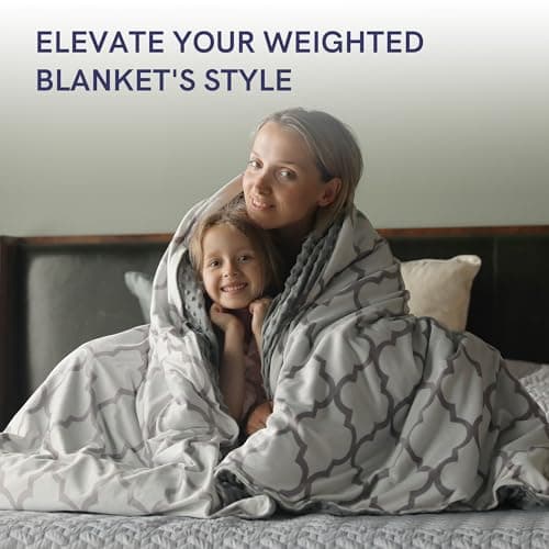 YnM Fuzzy Duvet Cover for Weighted Blankets (Lattice Scroll 60''x80'') 6