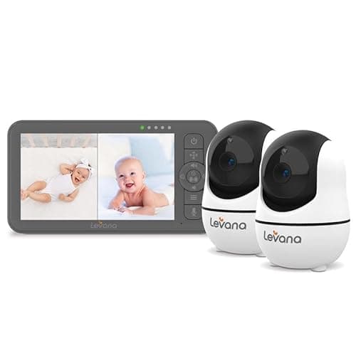 Levana Nala Video Baby Monitor, 5.5" 1080P Screen, 2 Night Vision PTZ Cameras, 22 Hour Battery Life, 5000mAH Battery, No WiFi, Two-Way Talk, 1000ft of Range Baby Cameras