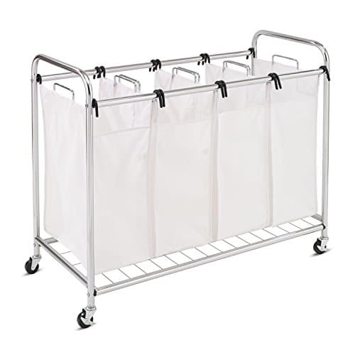 Honey-Can-Do Chrome Quad Laundry Sorter SRT-09453 White 90 lbs