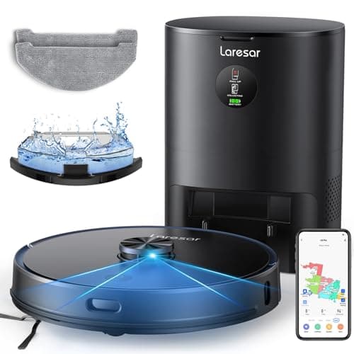 Laresar Robot Vacuum and Mop Combo, 3 in 1 Robotic Vacuum with 3.5L Self Emptying Station, Equipped with Lidar Navigation,Smart App Control, for Pet Hair/Floors/Carpets, L6 Pro, Black
