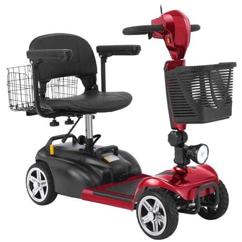 Ecomobi 4-Wheel Mobility Scooter for Adults & Seniors, 350W Electric Powered, 15-45 Mile Range with Removable Battery, 8/9" Tires, Rear Tail Lights, Baskets, Compact Mobility Scooter for Elderly
