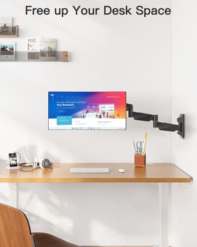 ErgoFocus Long Arm Monitor Wall Mount for Max 32 inch Computer Screen, Extra Long Adjustable Single Wall Mount Monitor Arm, Full Motion Vesa Wall Bracket 100x100, Hold up to 17.6lbs, Black 5