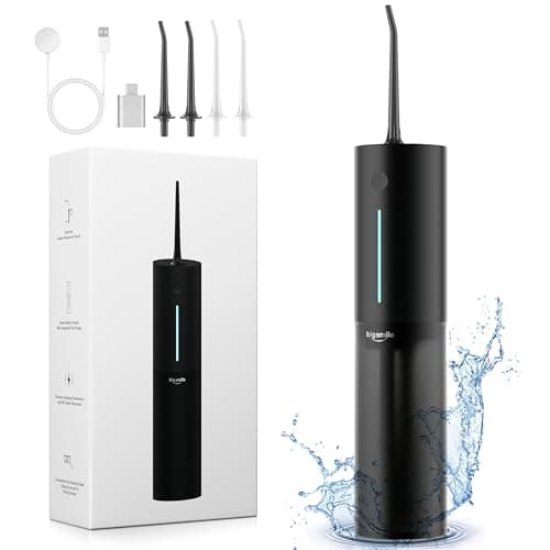 Cordless Water Flosser, Rechargeable Water Dental Flosser Pick for Teeth, IPX7 Waterproof Electric Water Dental Flosser, 3 Modes 4 Replaceable Jet Tips, Oral Irrigator for Home Travel (Black)