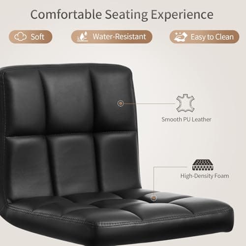 BestOffice Bar Stools Set of 2, Adjustable PU Leather Swivel Barstools, Modern Counter Stools with Back and Footrest, Counter Height Barstools for Bar, Kitchen and Dining Room 6