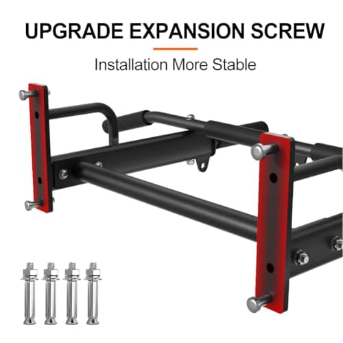 ONETWOFIT Wall Mounted Pull Up Bar, 400 LBS Heavy Duty Chin Up bar Multifunctional Strength Training Wall Mount Pull up Bar Upper Body Workout For Home Gym With 2 Assistance Bands OT053102 7