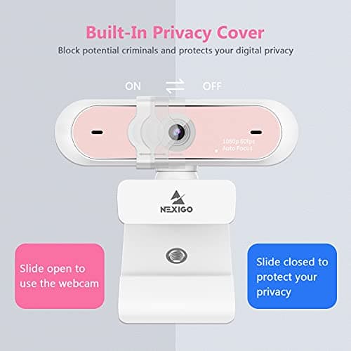 NexiGo N660P 1080P 60FPS Webcam with Software Control, Dual Microphone & Cover, Autofocus, HD USB Computer Web Camera, for OBS/Zoom/Skype/FaceTime/Teams/Twitch, Pink 5