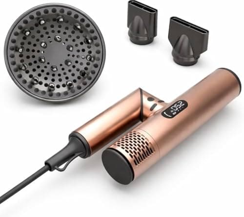 FusionHeat Dual Voltage Travel Hair Dryer with Magnetic Diffuser - 1500W High-Speed Ionic Blow Dryer, Worldwide 110V-240V, Ultra-Lightweight & Compact, Fast Drying with Smart Intelligent Heat Control