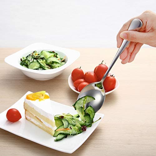 Serving Spoon Sets, Includes 2 Serving Spoons and 2 Slotted Serving Spoons, 8 3/4" Stainless Steel Buffet Banquet Spoons 7