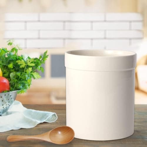 MEIGUI Ceramic Kitchen Utensil Holder, Utensil Crock Large Utensils Holder for Kitchen Decor, Cooking Tool Utensils Caddy for Countertop, Pure White 7