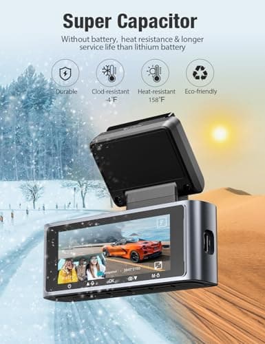 OMBAR Dash Cam Front and Inside, 5G WiFi GPS Dash Cam 4K+1080P Included 64GB Card with 3.18" LCD Screen, Dash Camera for Cars 24/7 Recording, Dash Camera with IR Night Vision, WDR, G-Sensor, App 7