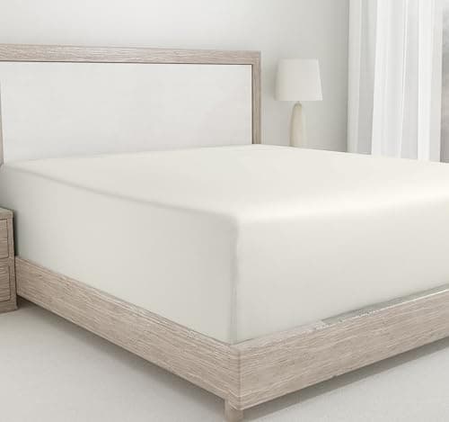 California Design Den Fitted Sheet Twin XL 100% Cotton, Soft 400 Thread Count, Deep Pocket, No Pop-Off Elastic, Durable Sateen Weave Sheet - Ivory (Pale Tone)