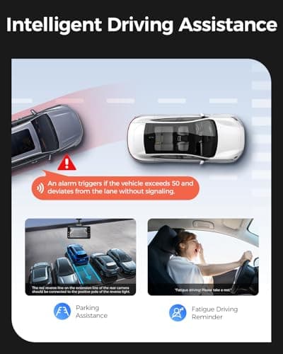 AZDOME M01 Max UHD 4K Dash Cam Front and Rear, Built-in Wi-Fi, Free 64GB Card, App Control, 4K+1080 Dash Camera for Car, Built-in ADAS, G-Sensor, IP68 Waterproof, 24H Parking Mode Dashcam 6