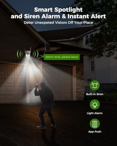 GAIEXCE Wireless Solar Camera System Outdoor, 4PCS 4MP Battery Powered Cameras, No Monthly Fee, 360° View Pan Tilt, PIR Motion Detection, Color Night Vision, IP66, 2-Way Audio, 10" Monitor 5