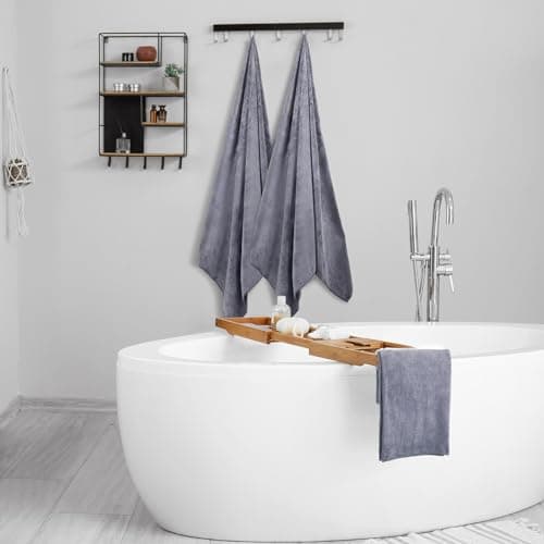 Mixweer 2 Pcs Oversized Bath Towels, 40 x 80 Inch Giant Microfiber Jumbo Bath Sheets Ultra Soft Bathroom Microfiber Quick Dry Absorbent Shower Towels for Spa Camping Beach (Dark Grey) 7