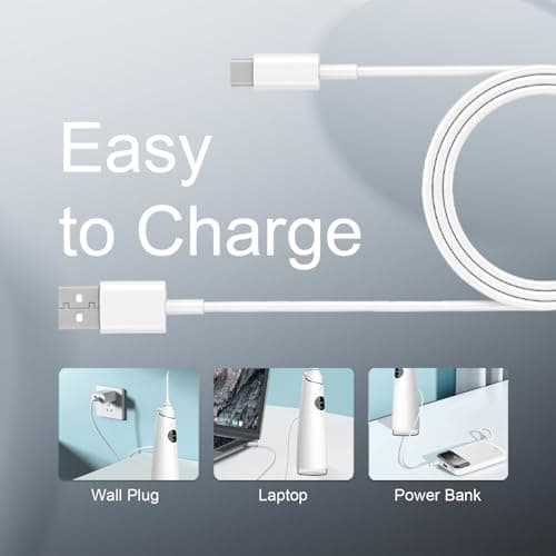 Nicefeel LCD Display Water Flosser Cleaner Picks with 4 Modes,280ML Water Dental Flosser Portable Cordless for Teeth,IPX7 Waterproof Electric Flosser Oral Irrigator for Home Travel Office (White) 5