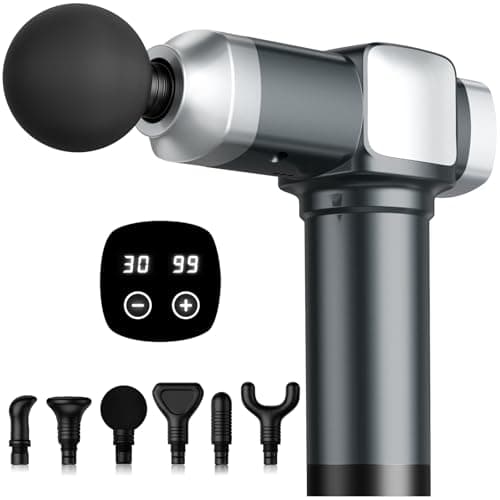 CAMEFER Deep Tissue Massage Gun, Portable Percussion Electric Muscle Massager for Pain Relief, Handheld Massagers with 30 Speeds & 6 Attachments for Back and Neck, Gifts for Men Women