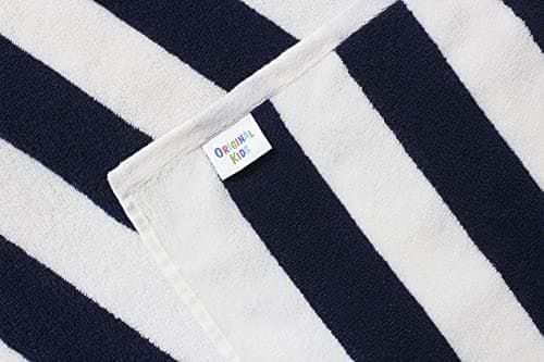 ORIGINAL KIDS Hooded Bath Towel Wrap - 100% Cotton Terry Large Oversized Hooded Kids Towel - Toddler Shower Pool Beach Towel - Soft Plush Absorbent Quick Dry Easy Care Gift - 30x60- Cabana Stripe Blue 5