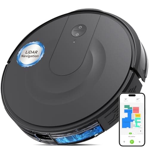 Kokaidia Robot Vacuum and Mop Combo, LiDAR Navigation, Ultra Slim Design, 9000Pa Suction Robotic Vacuum Cleaner – 200 Min Runtime, Auto Recharge, Customizable Cleaning for Pet Hair, Hard Floors