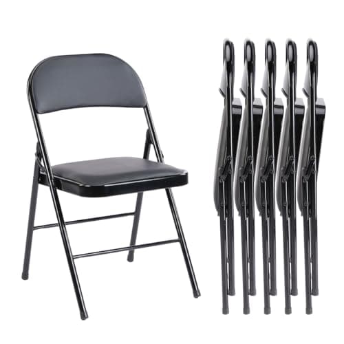 NEWBULIG Folding Chairs for Outside, Outdoor & Indoor Event, Portable, Comfortable and Lightweight, 6 Pack, Black