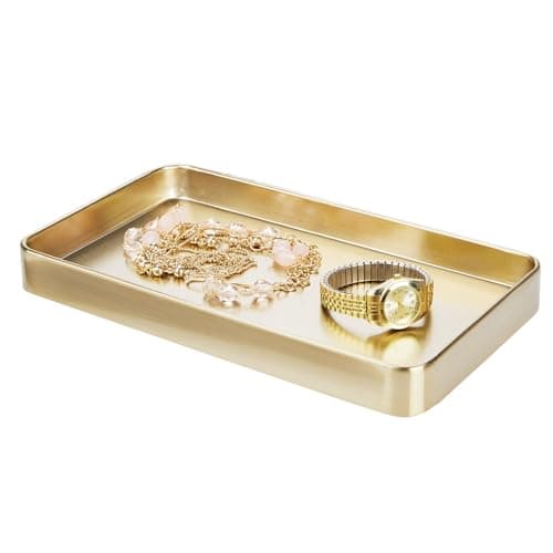 iDesign Steel Vanity Tray for Bathroom Organization and Storage - Soft Brass 5