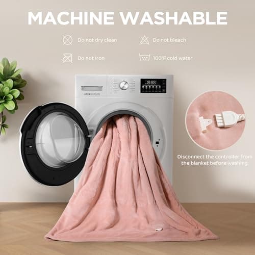 Templewet Heated Blanket Queen Size - Dual Controllers Electric Blanket Queen with 9 Heat Settings & 10 Hour Auto Off,Overheat Protection,Machine Washable 84"x90"(Candy Pink) 7