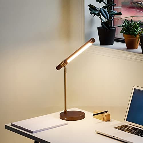 Myhaptim LED Wood Grain Desk Lamp with Wireless Charger, Desk Lamps for Home Office with USB Charging Port, Touch Control Desk Light Adjustable, Eye-Caring Office Lamp with Night Light 8