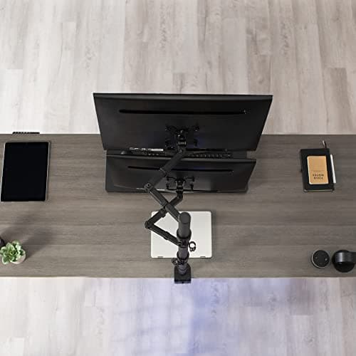 VIVO Extra Tall Vertically Stacked Dual Monitor Desk Mount Stand with 39 inch Stand-up Pole, Fully Adjustable Extended Arms, Fits 2 Screens up to 27 inches, STAND-V012T 5