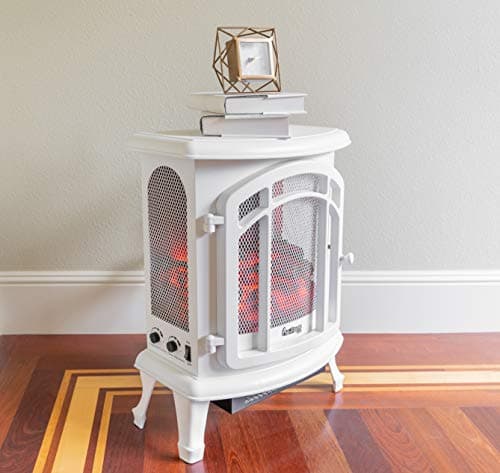 e-Flame USA Tahoe LED Portable Freestanding Electric Fireplace Stove Heater - Realistic 3-D Log and Fire Effect (Winter White) 5
