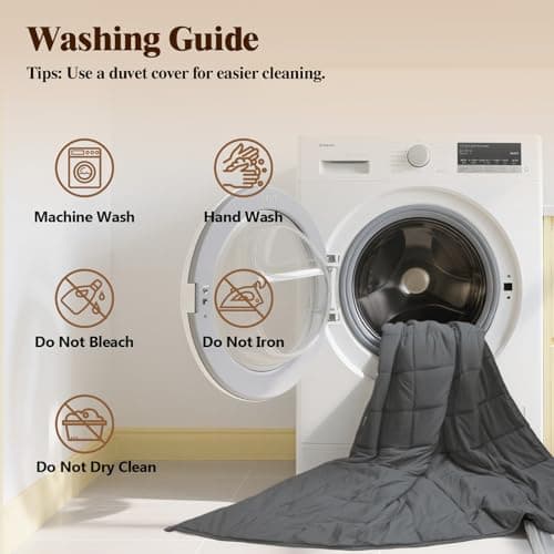 LiyLou Weighted Blanket for Adults (20 lbs, 60" × 80", Grey) Queen Size Heavy Blanket for 190-210lbs, Breathable Weighted Throw Blanket with Glass Beads for All Season, Washable 7