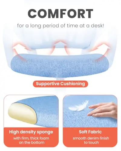 NEO CHAIR Office Desk Computer Chair Ergonomic Mesh Gaming Mid Back Seat with Comfy Lumbar Support Adjustable Height Swivel for Home Task (Sky Blue) 5