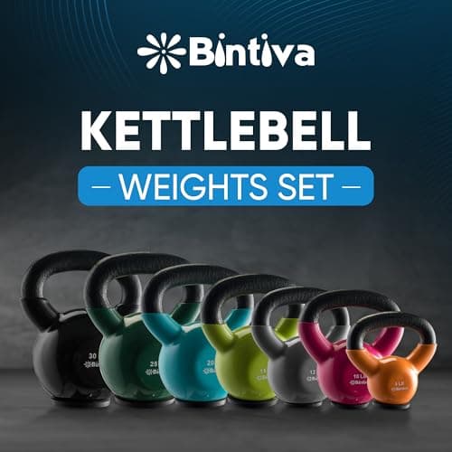 Kettlebell Sets Professional Grade - Strength Training Kettlebells for Home Workout - Cast Iron Kettle Bell Weight Sets for Men & Women with Special Protective Bottom 9