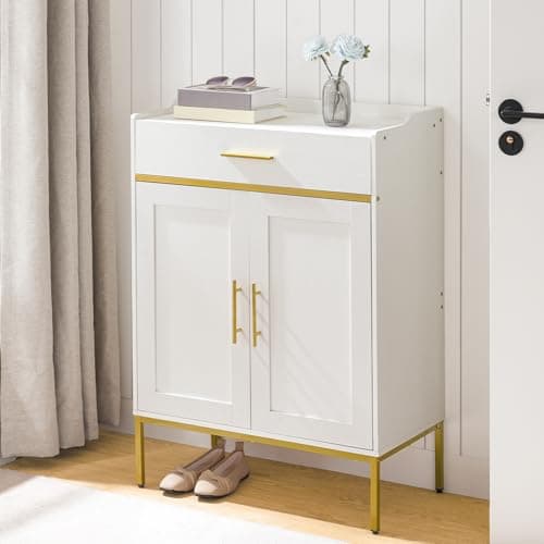 HOOBRO Shoe Storage Cabinet, 5-Tier Shoe Cabinet with Drawers, 36.6'' Tall Large Shoes Rack Organizer with Adjustable Shelves, Freestanding Wooden Shoes Cabinet Storage for Entryway, White DW14SC01