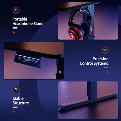 Shintenchi Standing Desk, 63x24 Inch Height Adjustable Electric Sit Stand up Desk, Ergonomic Rising Computer Table, Modern Lift Gaming Desk Workstation for Home Office, White 6