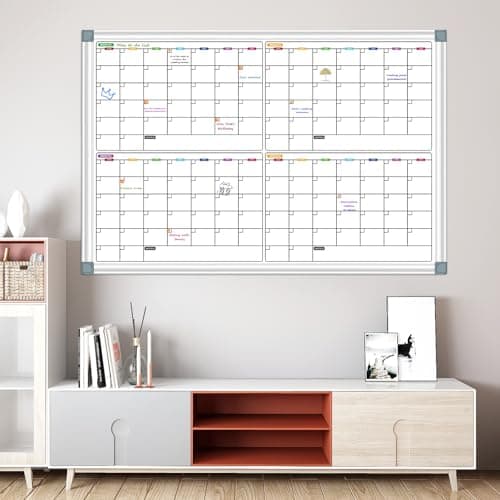 CALENBO Magnetic Calendar Whiteboard for Wall, 4 Month White Board Calendar Dry Erase Board 48" x 36", Wall Mounted Board Planner for Office, School, Home, Store 8