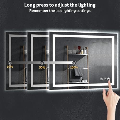 40"x30" LED Bathroom Mirror with Lights, Backlit + Front Lit with CRI>90, Lighted Mirror for Bathroom, Anti-Fog, Dimmable Brightness, 3 Colors, Memory Function, Shatterproof Tempered Glass 6