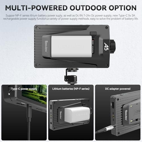 Desview Camera Monitor 5.5 Inch 4K HDMI HDR Field Monitor with IPS Touchscreen & 3D LUT, Includes NP-F550 Battery, External DSLR Monitor for Filming and Studio Shooting 6