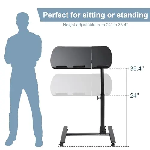 F2C Portable Adjustable Height 360° Swivel Laptop Desk PC Computer Mobile Notebook Laptop Stand Rolling Table Desk Cart Tiltable with Wheels Casters& Mouse Pad Table 5