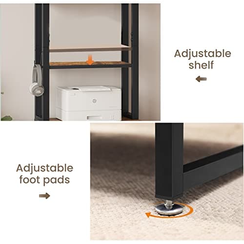 Itaar 2 Drawer File Cabinet with Lock, Filing Cabinet for Home Office fits Legal/Letter/A4 Size, Printer Stand with Adjustable Storage Shelf and Hook, Rustic Brown 7