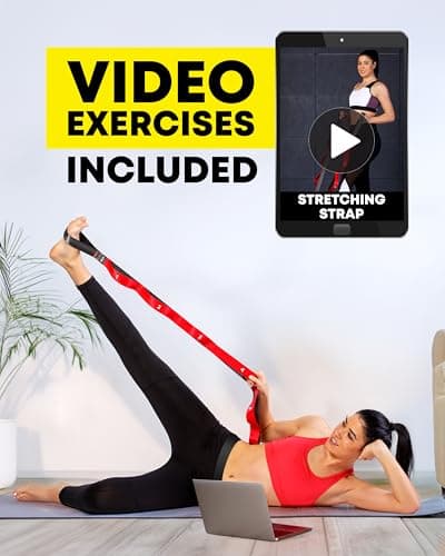 Stretching Strap with Loops - Non Elastic Stretch Band for Physical Therapy, Yoga Strap for Stretching Equipment, Stretch Bands for Exercise and Flexibility - Fascia, Hamstring and Leg Stretcher Belt 9