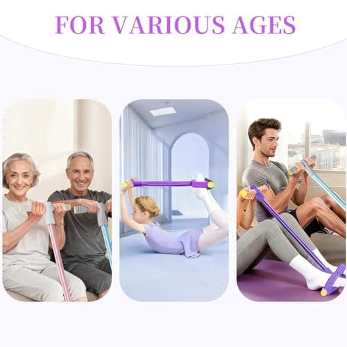 Pedal Resistance Bands with Handles, Durable 6-Tubes Multifunction Pedal Resistance Band, Natural Rubber Foot Pedal Resistance Bands, Fitness Resistance Bands for Abdomen, Waist, Arm, Leg (Purple) 8