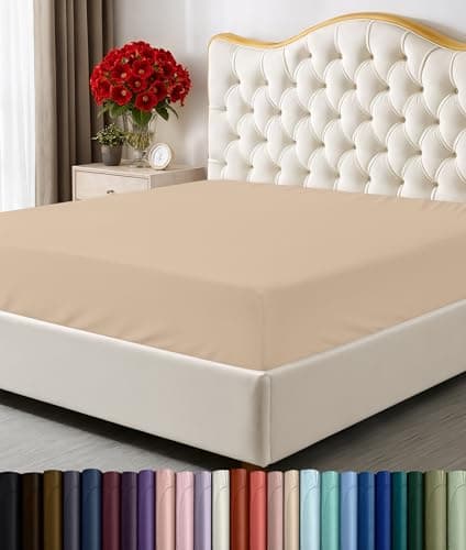 Utopia Bedding King Fitted Sheet - Bottom Sheet - Deep Pocket - Soft Microfiber - Shrinkage and Fade Resistant - Easy Care -1 Fitted Sheet Only (Beige)
