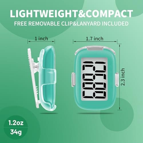Pedometer Walking Simple 3D Step Counter with Clip and Lanyard-Teal 6
