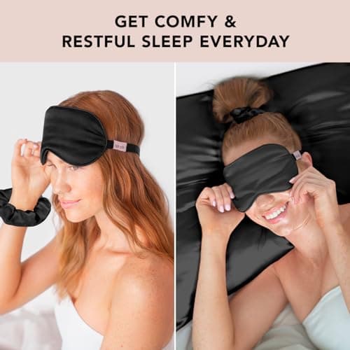 Kitsch Weighted Satin Sleep Mask - Weighted Eye Masks for Sleep and Travel - Lavender Ultra-Soft Sleeping Eye Mask for Women and Men - Light Blocking, Adjustable Strap, (4.1oz/116g) 5